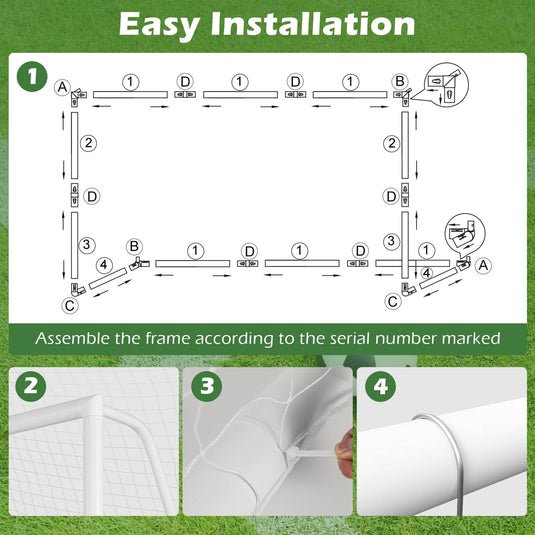 Goplus Soccer Goal, 8'x6' Soccer Net with Strong UPVC Frame, Quick Set-up, High-Strength Netting