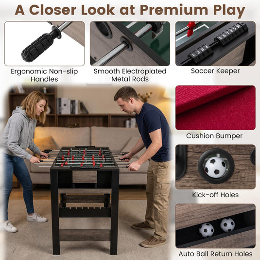 Goplus 3-in-1 Swivel Game Table with Foosball Pool Billiards & Table Tennis for Adults