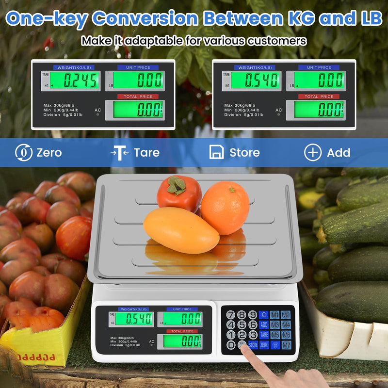 Load image into Gallery viewer, Goplus 66lb Price Computing Scale Commercial Food Scale with Dual LCD Displays
