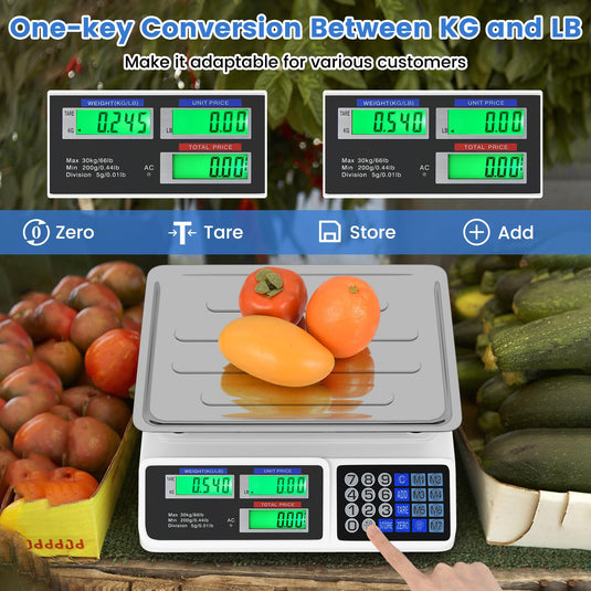 Goplus 66lb Price Computing Scale Commercial Food Scale with Dual LCD Displays