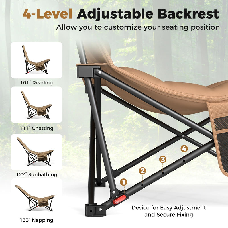 Load image into Gallery viewer, Goplus 4-Position Padded Outdoor Chair with 500 LBS Support Portable Folding Camping Chair
