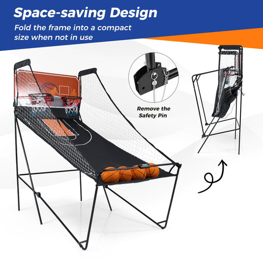 Goplus Foldable Dual Shot Basketball Arcade Game w/LCD Scoreboard & 4 Balls