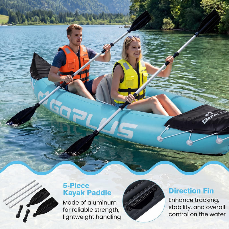 Load image into Gallery viewer, Goplus 10.5 FT Inflatable Kayak 2 Person with Aluminum Paddles Fin Seats and Foot Pump
