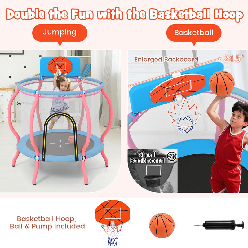 Load image into Gallery viewer, Goplus 48&quot; Indoor &amp; Outdoor Pumpkin Trampoline with Basketball Hoop &amp; Wide Backboard
