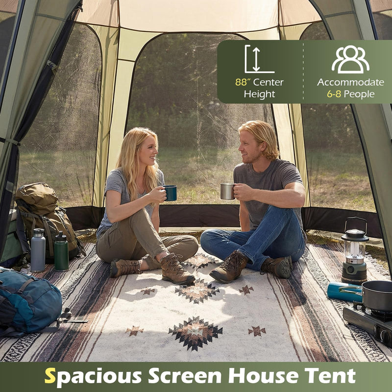 Load image into Gallery viewer, Goplus 12.5 FT X 11.7 FT Mesh Screen Tent with Zippered Door &amp; Carrying Bag
