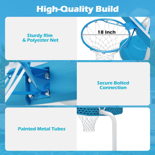 Goplus Shatterproof Outdoor Swimming Poolside Basketball Goal System with 200 LBS Weighted Base