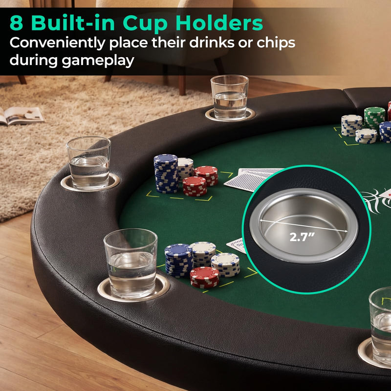 Load image into Gallery viewer, Goplus 48" 8 Player Round Casino Leisure Texas Holdem Game Table with Metal Legs

