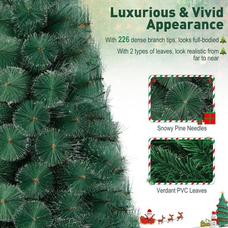 Load image into Gallery viewer, Goplus 7ft Pre-Lit Fiber Optic Christmas Tree Snowy Pine Needles
