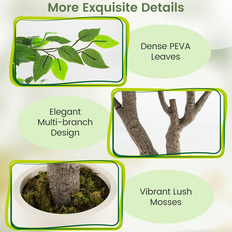 Load image into Gallery viewer, Goplus 8.2 FT Large Faux Greenery Tree with Cement-Filled Pot Realistic Trunk &amp; Moss

