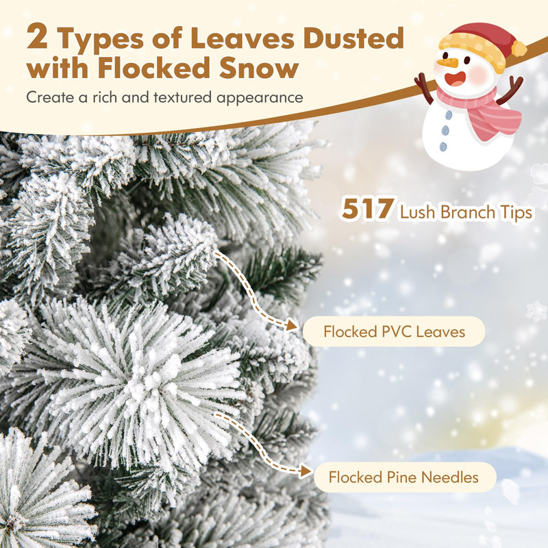 Load image into Gallery viewer, Goplus 6ft / 7ft Pre-Lit Pop Up Christmas Tree Collapsible Snow Flocked Artificial Xmas Tree
