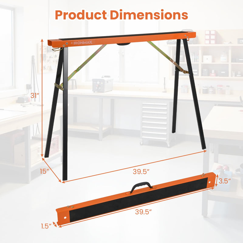 Load image into Gallery viewer, Goplus Saw Horses 2 Pack Portable Heavy-Duty Galvanized Metal Power Tool Stand
