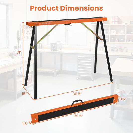 Goplus Saw Horses 2 Pack Portable Heavy-Duty Galvanized Metal Power Tool Stand