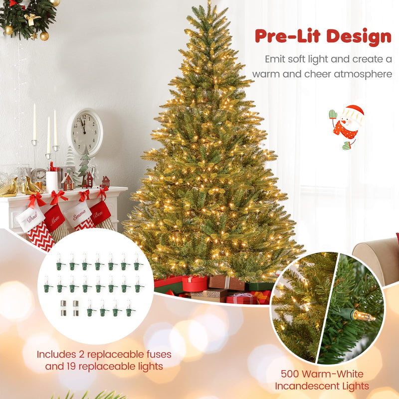 Load image into Gallery viewer, Goplus 6ft Pre-Lit Artificial Christmas Tree with 500 Warm-White Incandescent Lights

