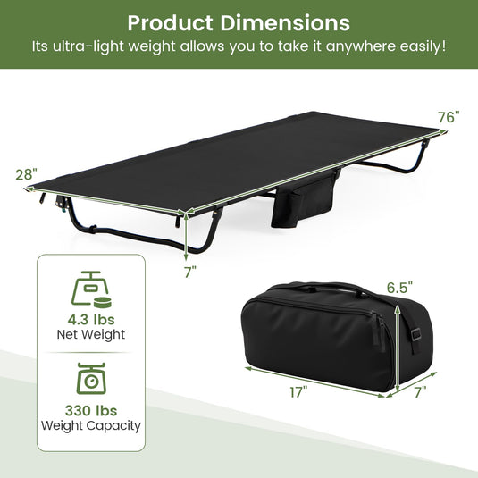 Goplus 4.3LBS Ultralight Foldable Camping Bed with 330 LBS Capacity