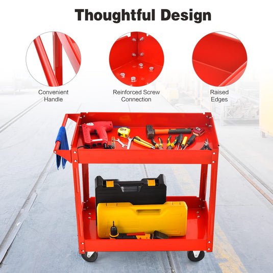 Goplus 2-Tier Utility Cart, Heavy Duty Commercial Service Tool Cart