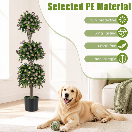 Goplus 51" Artificial Topiary Tree w/3 Topiary Balls | Front Porch Indoor Entryway Home Office Decoration