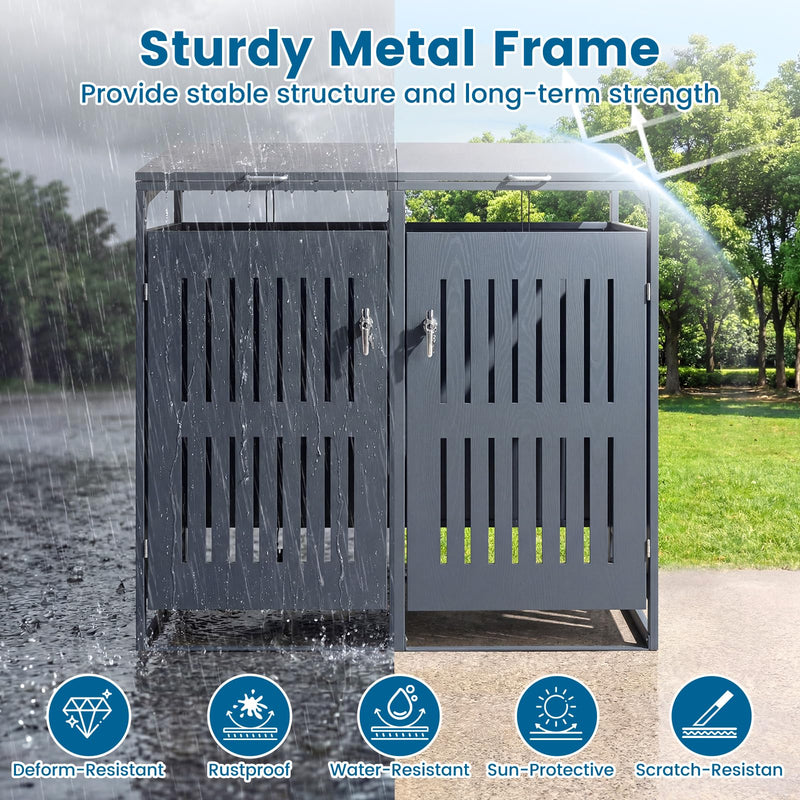 Load image into Gallery viewer, Goplus 44 Cu.Ft Outdoor Trash Can Storage Shed for 2 Bins with Gas Struts

