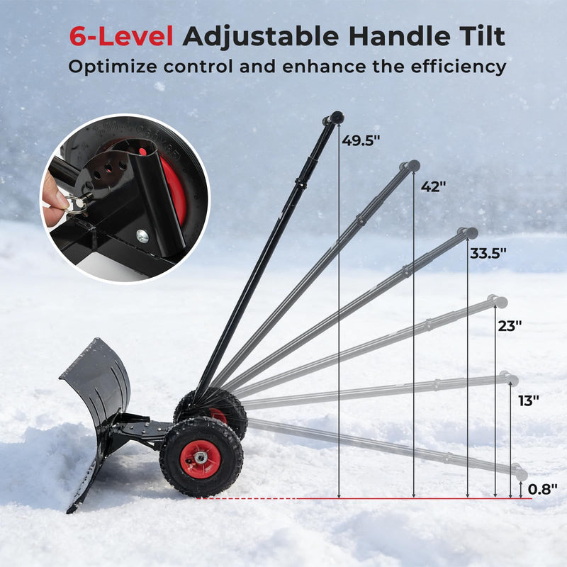 Load image into Gallery viewer, Goplus Ergonomic Snow Pusher w/ 29"x16" (W x H) 7-Position Angled Blade
