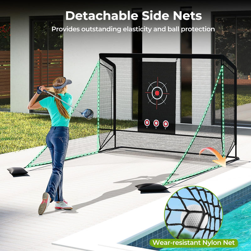 Load image into Gallery viewer, Goplus Golf Cage Practice Hitting Net Golfer Training Net w/Dual Side Barriers
