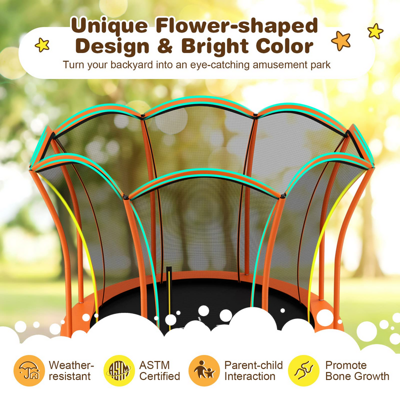 Load image into Gallery viewer, Goplus 8FT/ 10FT Outdoor Trampoline, ASTM Approved Trampoline with Unique Flower Shape
