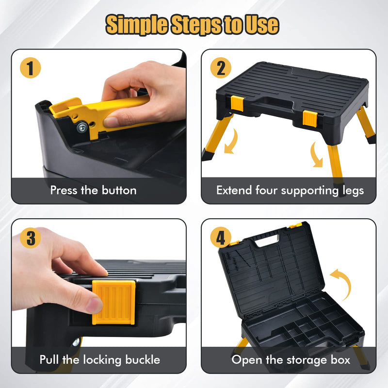 Load image into Gallery viewer, Goplus One Step Stool Tool Box, Folding Step Ladder with Wide Pedal
