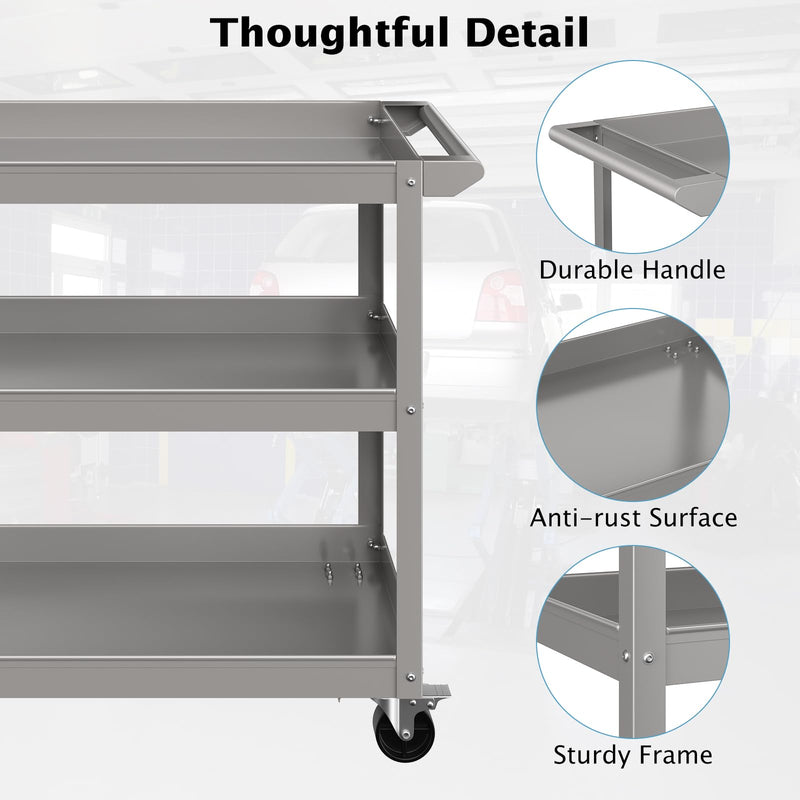 Load image into Gallery viewer, Goplus 3-Layer Service Utility Cart, Heavy Duty Unity Cart with Flat Handle
