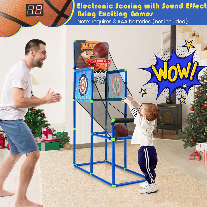 Load image into Gallery viewer, Goplus 2 in 1 Indoor Outdoor Basketball Game Set w/Electronic Scoreboard &amp; Sound Effect
