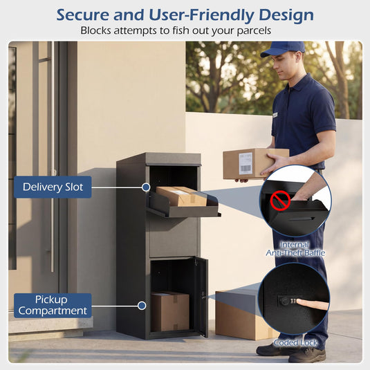 Goplus Galvanized Steel Parcel Drop Boxes with Lock