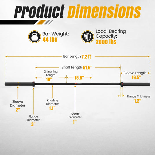 Goplus 7FT Olympic Barbell | 2000 lbs Weight Lifting Olympic Bar for Olympic Plates