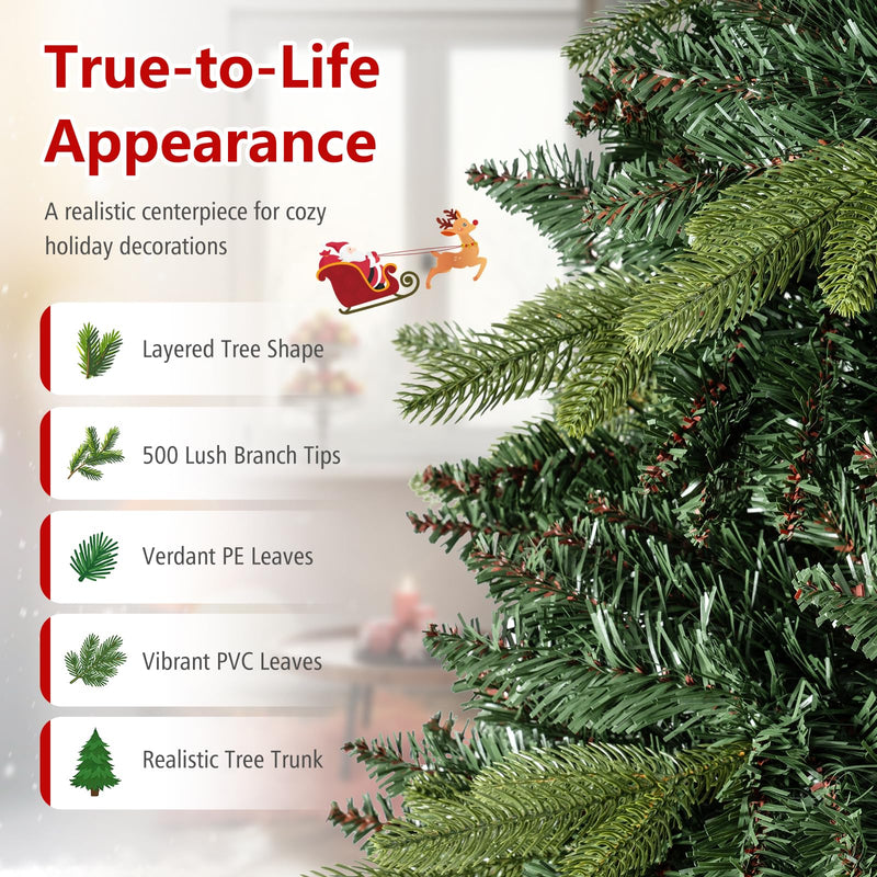 Load image into Gallery viewer, Goplus 5ft/6ft/7ft/8ft Artificial Christmas Tree | Hinged Unlit Full Xmas Tree with Realistic Tree Trunk &amp; Folding Metal Stand
