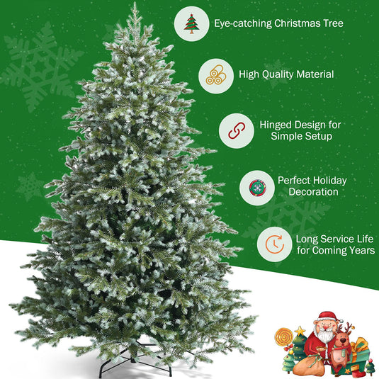 Goplus 7ft Artificial Christmas Tree Feel Real Unlit Hinged Xmas Spruce Tree