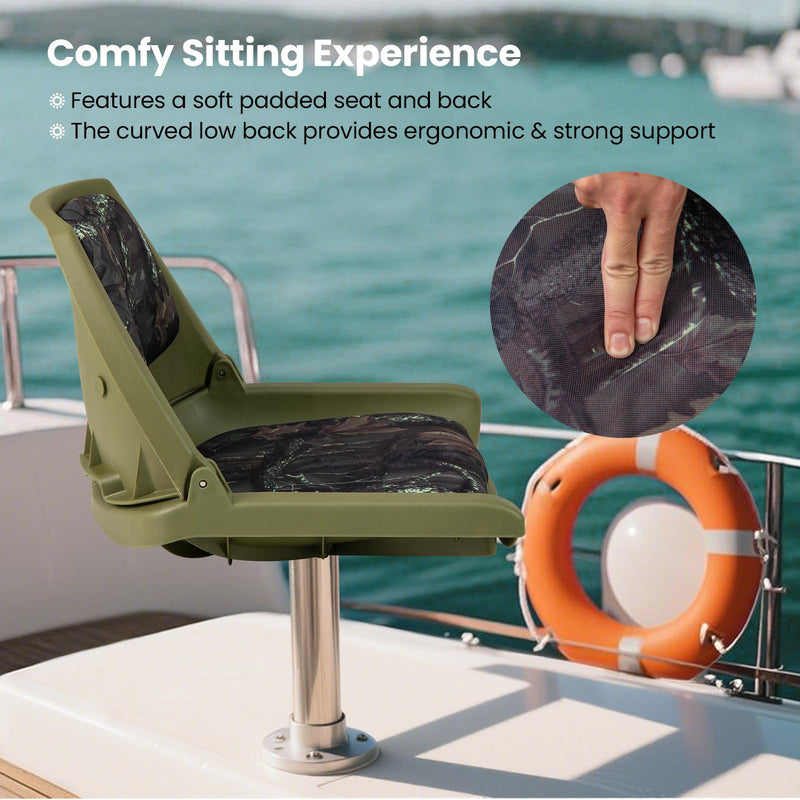 Load image into Gallery viewer, Goplus Molded Low Back Fishing Boat Chairs Marine-Grade PVC Cushion Pad
