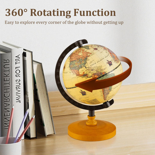 Goplus 5.5-Inch Mini Antique World Globes w/Curved Alloy Stem
