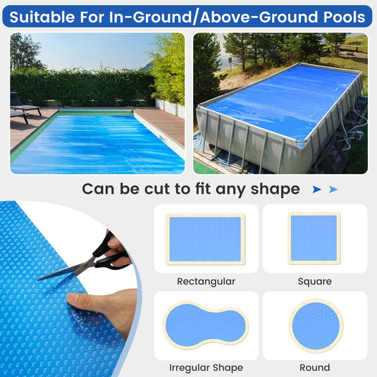 Goplus 12 x 24 FT Solar Blanket 12 Mil with Carrying Bag for In-Ground and Above-Ground Swimming Pools