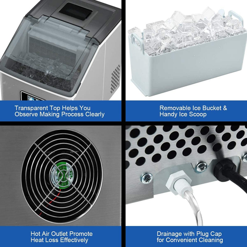 Load image into Gallery viewer, Countertop Ice Maker Machine, Stainless Steel, 48LBS/24H, Self-Clean Function
