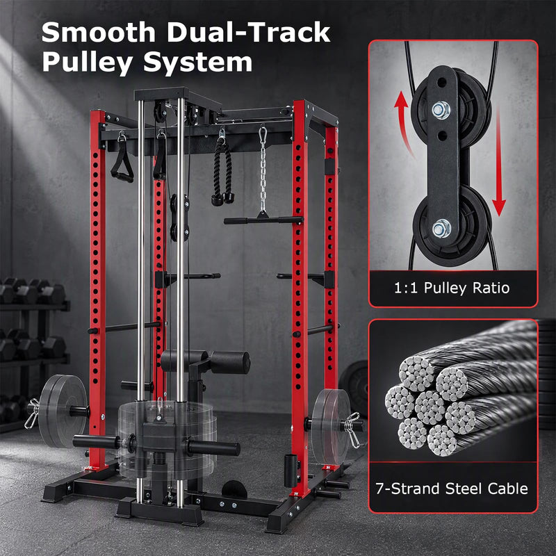Load image into Gallery viewer, Goplus 2000LBS Power Cage with Cable Crossover System Landmine Attachment for Home Gym Garage
