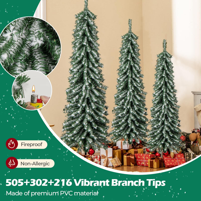 Load image into Gallery viewer, Goplus 4&#39; 5&#39; 6&#39; Pre-Lit Artificial Christmas Tree Set of 3 with Drooping Branches
