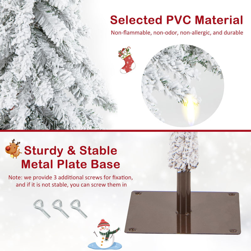 Load image into Gallery viewer, Goplus 6ft Pre-Lit Slim Pencil Christmas Tree Artificial Snow Flocked Xmas Tree
