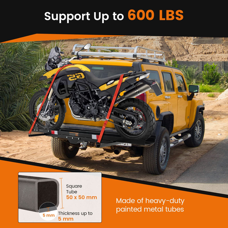 Load image into Gallery viewer, 600 LBS Motorcycle Carrier Dirt Bike Rack Hitch Mount Hauler Heavy Duty with Loading Ramp - GoplusUS
