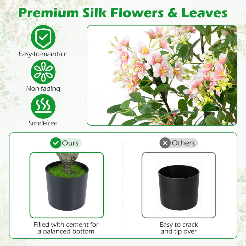Load image into Gallery viewer, Goplus 36" Artificial Impatiens Blossom Tree w/Mini Fruits &amp; Faux Grass
