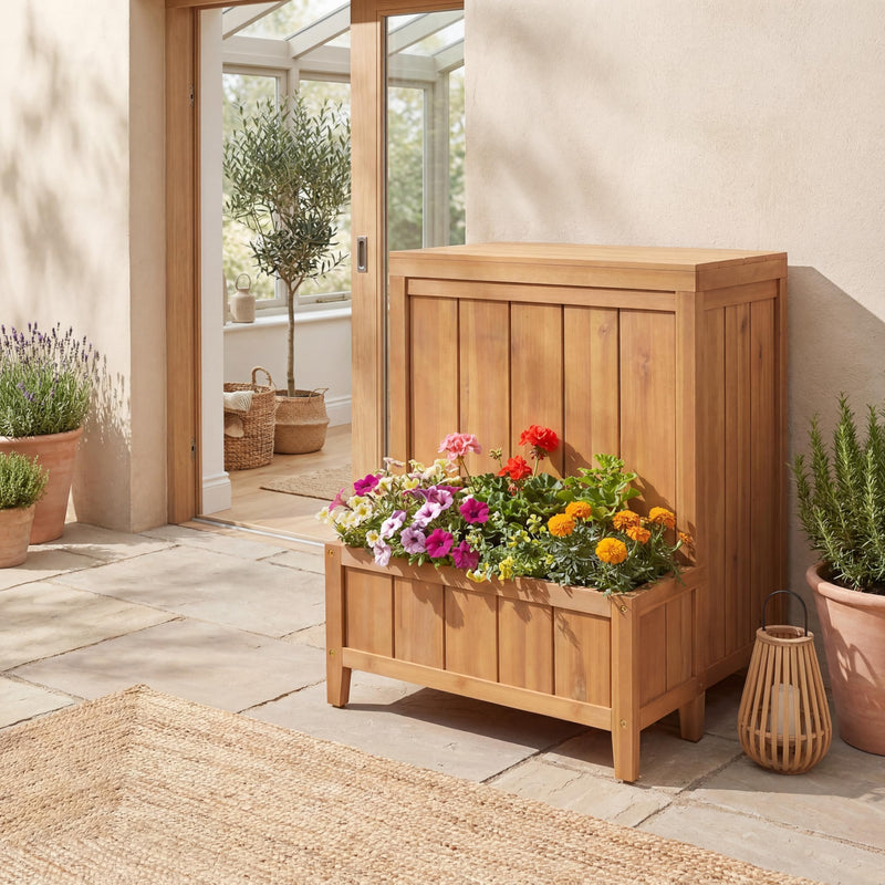 Load image into Gallery viewer, Goplus Wood Package Delivery Box with Planter Box | Multi-purpose Outdoor Storage Container

