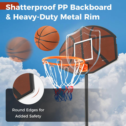 Portable Kids Basketball Hoop – Adjustable Height 6.5ft To 8ft – Outdoor Indoor Play