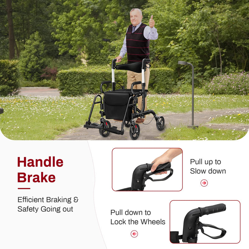 Load image into Gallery viewer, Goplus 2 in 1 Rollator Walker for Seniors Folding Transport Wheelchair Rollator with 8&quot; Wheels
