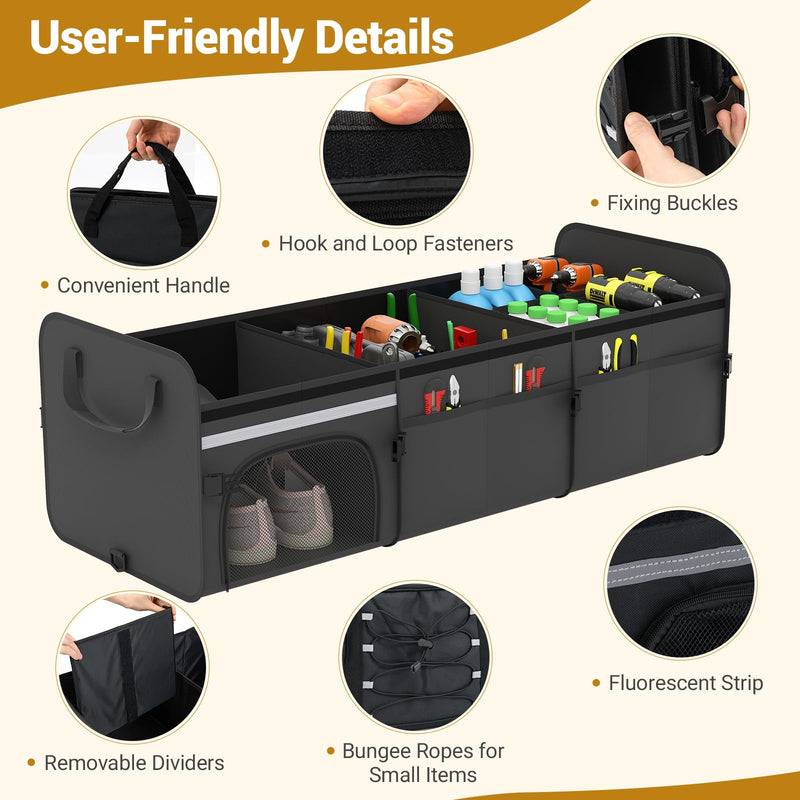 Load image into Gallery viewer, Goplus Collapsible Trunk Organizer, Multi Compartment Car Storage with Removable Lid
