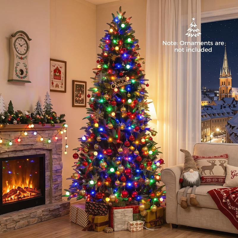 Load image into Gallery viewer, Goplus 7ft/8ft Pre-Lit Artificial Christmas Tree with Quick Power Connector Hinged Xmas Tree Home Holiday Decoration

