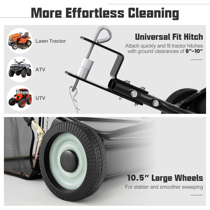 Load image into Gallery viewer, Goplus Lawn Sweeper Tow Behind with Large-Capacity Hopper Bag
