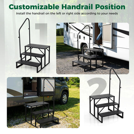 Goplus RV Step with Handrail Heavy Duty Hot Tub Stair
