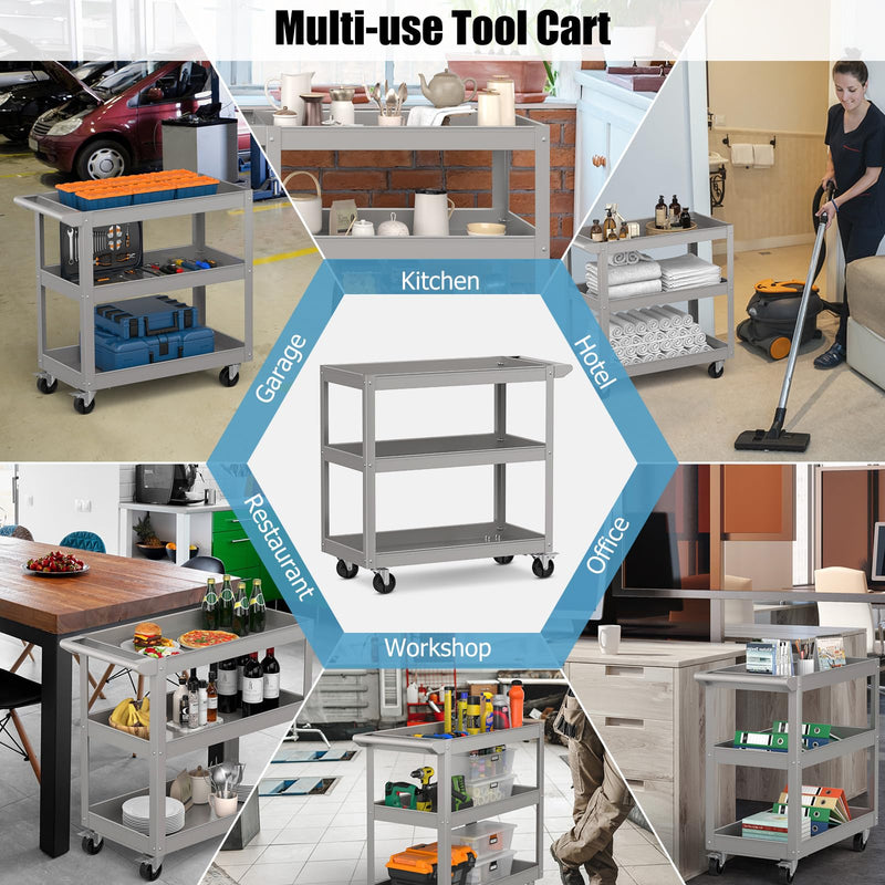 Load image into Gallery viewer, Goplus 3-Layer Service Utility Cart, Heavy Duty Unity Cart with Flat Handle
