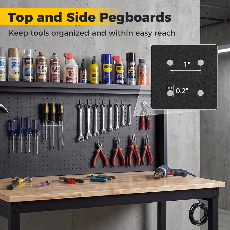 Load image into Gallery viewer, Goplus 48" Heavy Duty Workbench with AC/USB Outlets and Pegboard
