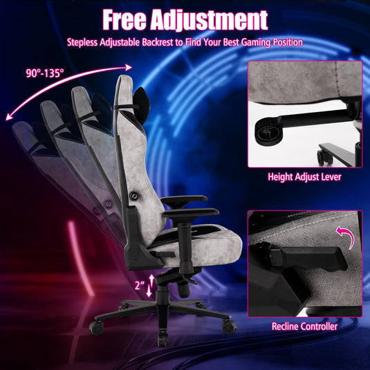 Goplus 360° Swivel Height Adjustable Computer Gamer Chair with Adjustable Lumbar Support
